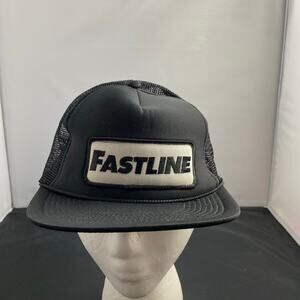 Snap Back Adjustable Black Trucker Hat Cap Fastline Vintage Nissun